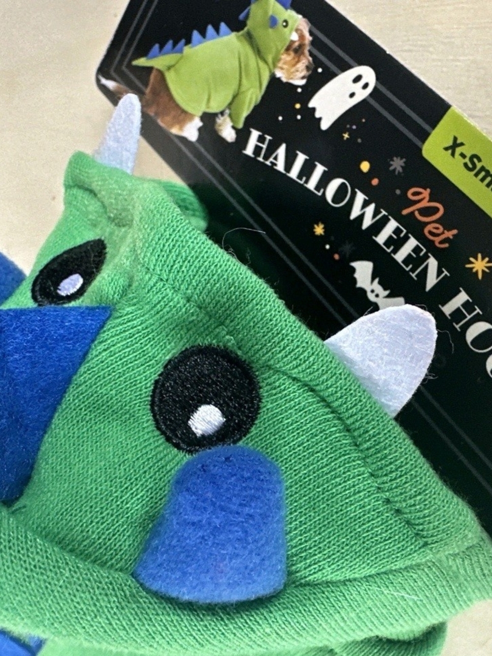 NWT Green Dino Pet Costume Hoodie Halloween X-Small - OBO